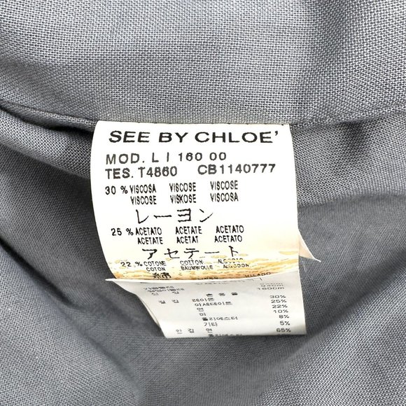 See by Chloe Gray White Striped Metallic Peter Pan Collar Textured Light Jacket - Picture 6 of 7